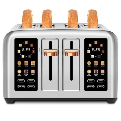 Toaster 4 Slice, Stainless Steel, Touch Screen for Dual Control, Digital Time...