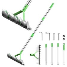 Lawn Aerator Thatch Rake Scarifier Steel Tines Moss Grass Remover Garden Tool