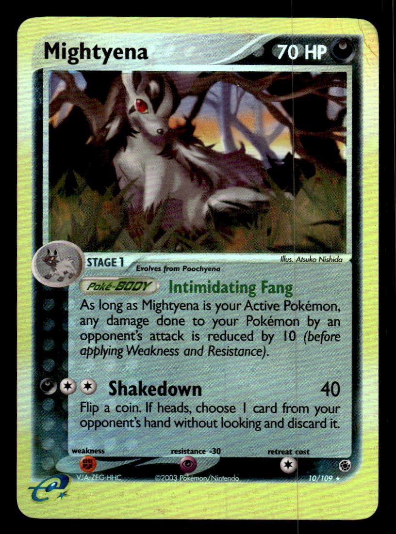 Pokemon TCG EX Ruby & Sapphire #10/109 Mightyena Holo MP (Corner Crease)