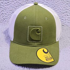 Carhartt Hat Cap Mens Green White Trucker Outdoor Snap Back Work Mesh Back NWT