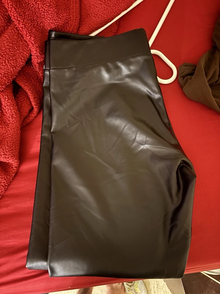 Pantalones ajustados de cuero negro artificial BP talla 2XL -047 Foto 2 de 2