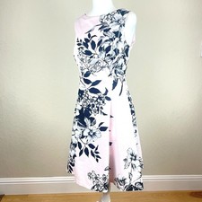 ~ 10 Lauren Ralph Lauren Dress Pink Cocktail A-line Sleeveless Floral Knee Midi