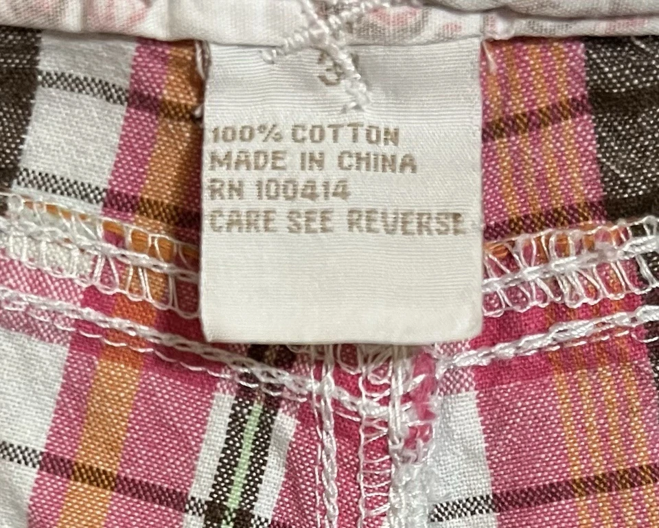 Y2k Plaid Low Rise Micro Mini Short Booty Shorts Size 18 Pink Brown, White BKE N - Image 3 of 4