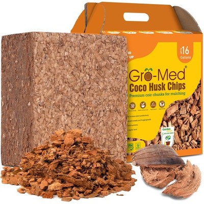 Coco Husk Chips for Plants (10lb) Compressed Coconut Chips Expands Upto 16 Ga...
