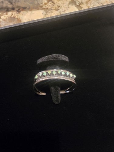 Handmade Sterling Silver Turquoise Cuff Bracelet 10 turquoise stones...