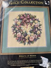 1997 Dimensions Gold Collection Counted Cross Stitch 3837 WREATH of ROSES 16x16