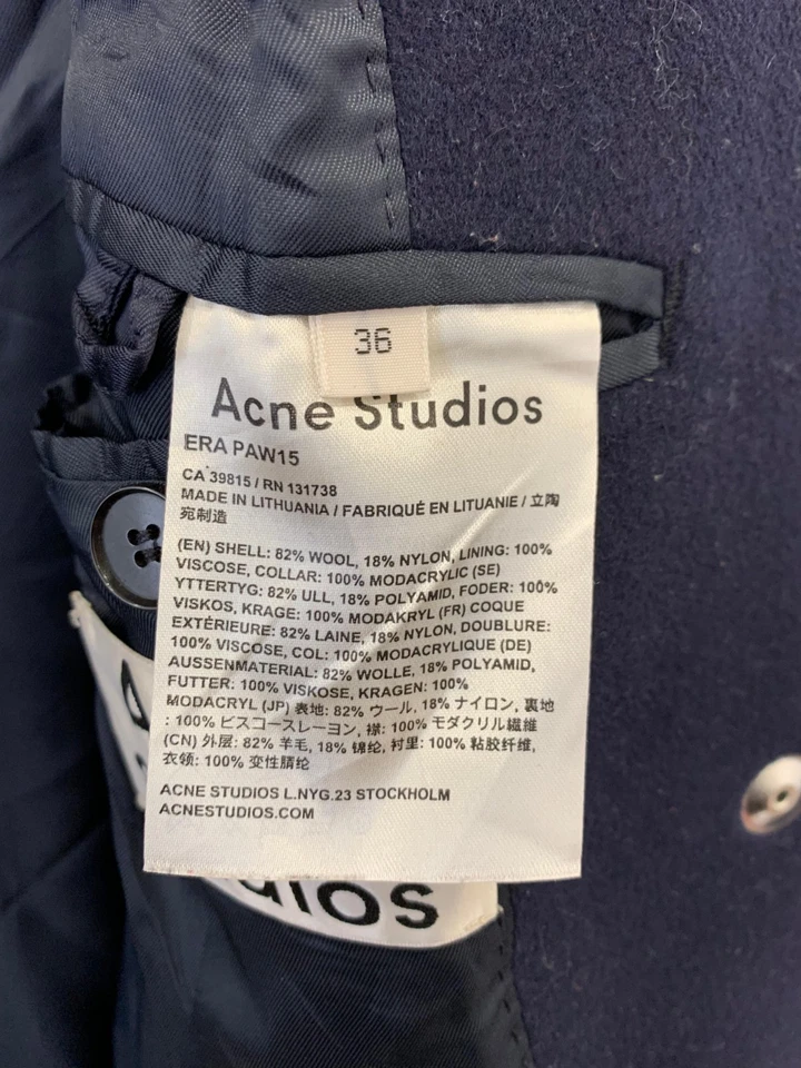 Acne Studios ERA PAW15 темно-синий шерстяная смесь пальто женский размер 36 (S) #53 - Изображение 4 из 4
