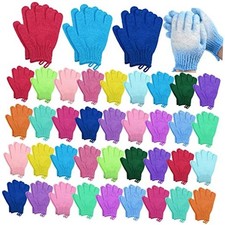 72 Pieces Exfoliating Glove Double Sided Shower Gloves with Hanging Loop