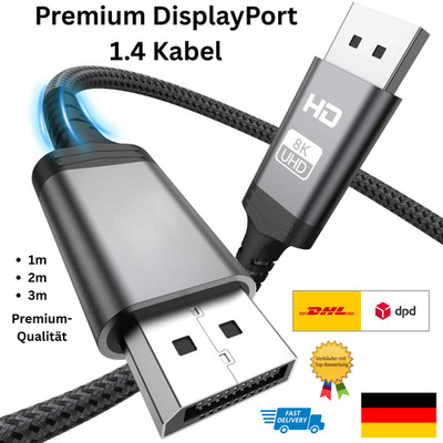 DisplayPort 1.4 Kabel 8K 60Hz | DP DP | 1 3 m | Schwarz