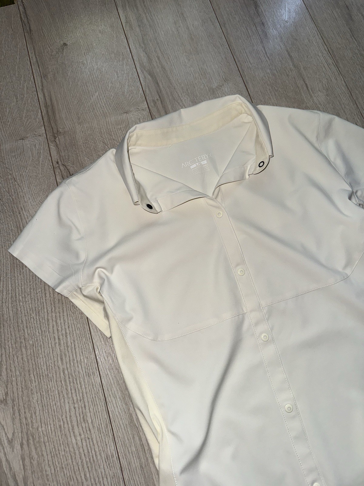 ARC'TERYX Arcteryx Camicia Donna Manica Corta Crema Burro Beige Nylon Leggero Tg L