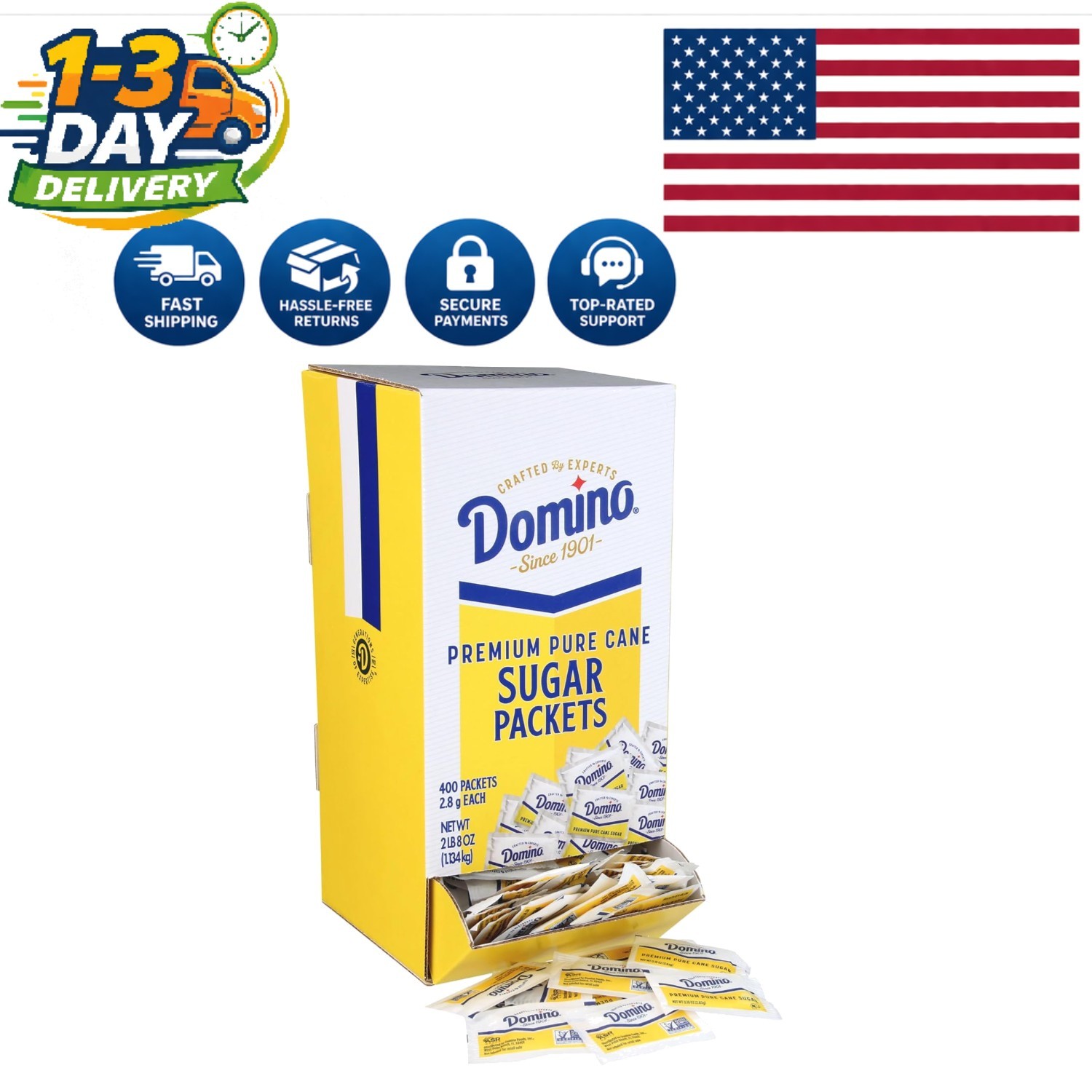 Versatile Sugar Packets in 400 Count Box - Perfect for Coffe