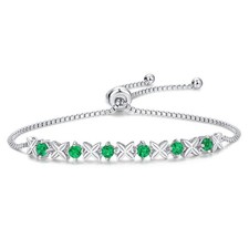 Certified Lab Grown Emerald Adjustable Bracelet, 18K Gold Vermeil, Duty-free