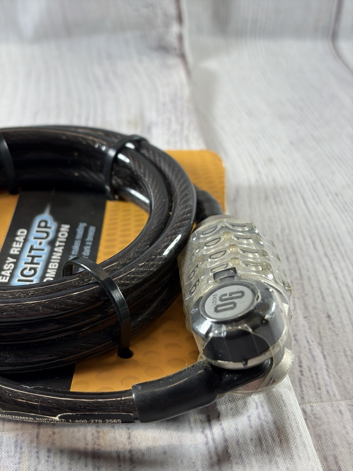 OnGuard OG Series Cable Combo Lock -New In Package -Light Up Bike Lock