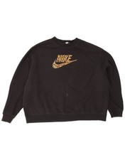 Nike Damen Oversized Grafik Sweatshirt Pullover UK 18 XL Schwarz Baumwolle CR07