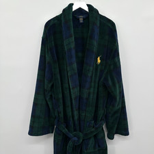Polo Ralph Lauren Big Pony Tartan Plaid Plush Robe Size L/XL Belted Preppy Mens