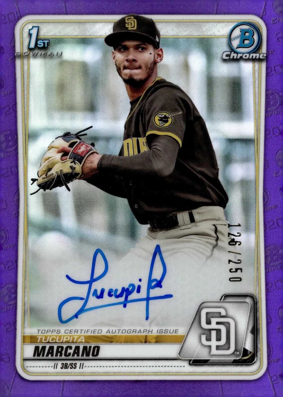 Tucupita Marcano - 2020 Bowman Chrome Autograph Purple Refractor #126/250