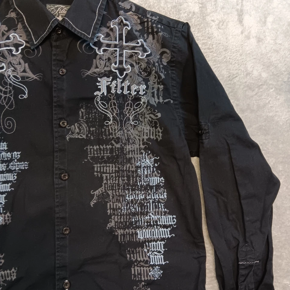 Camisa Filtro Edición Limitada La Ciudad de los Ángeles Hombre M Negra Gráfica Bordada Foto 3 de 4