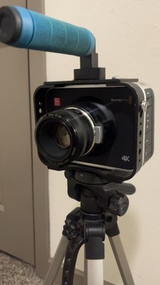 Blackmagic Cinema Camera 4K and Shoulder Rig Adjustable Tripod Fluid