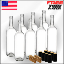 Bordeaux Wine Bottles 750ml Glass Clear Bottles W 8 Corks  PVC Shrink Capsules