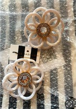 NWT LELE SADOUGHI Mother of pearl Marigold Flower Earrings Jewelry