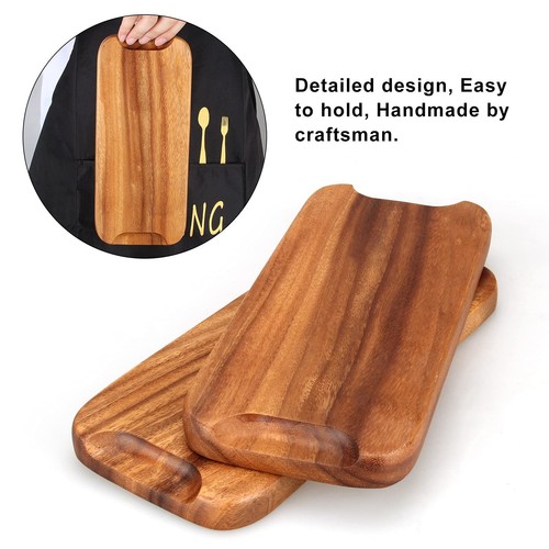 2 Pcs Small Rectangular Wooden Tray Decorative Acacia Wood Appetizer Cheese P... - Picture 3 of 6