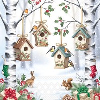 20 Servietten Enchanted Forest VogelhäUser Winter Wald Hase Tiere Presente 33X33