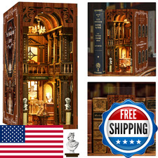 ISSEVE Book Nook Kit, DIY 3D Wooden Puzzle Dollhouse Booknook for Adults, Tiny M