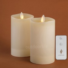 Luminara Flameless Pillar Wax Candles with Moving Wick Remote Timer Ivory 3"x6.5