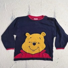 Disney Store Winnie The Pooh Sweater Kids 2-3T Navy Knit Pullover Ears VTG
