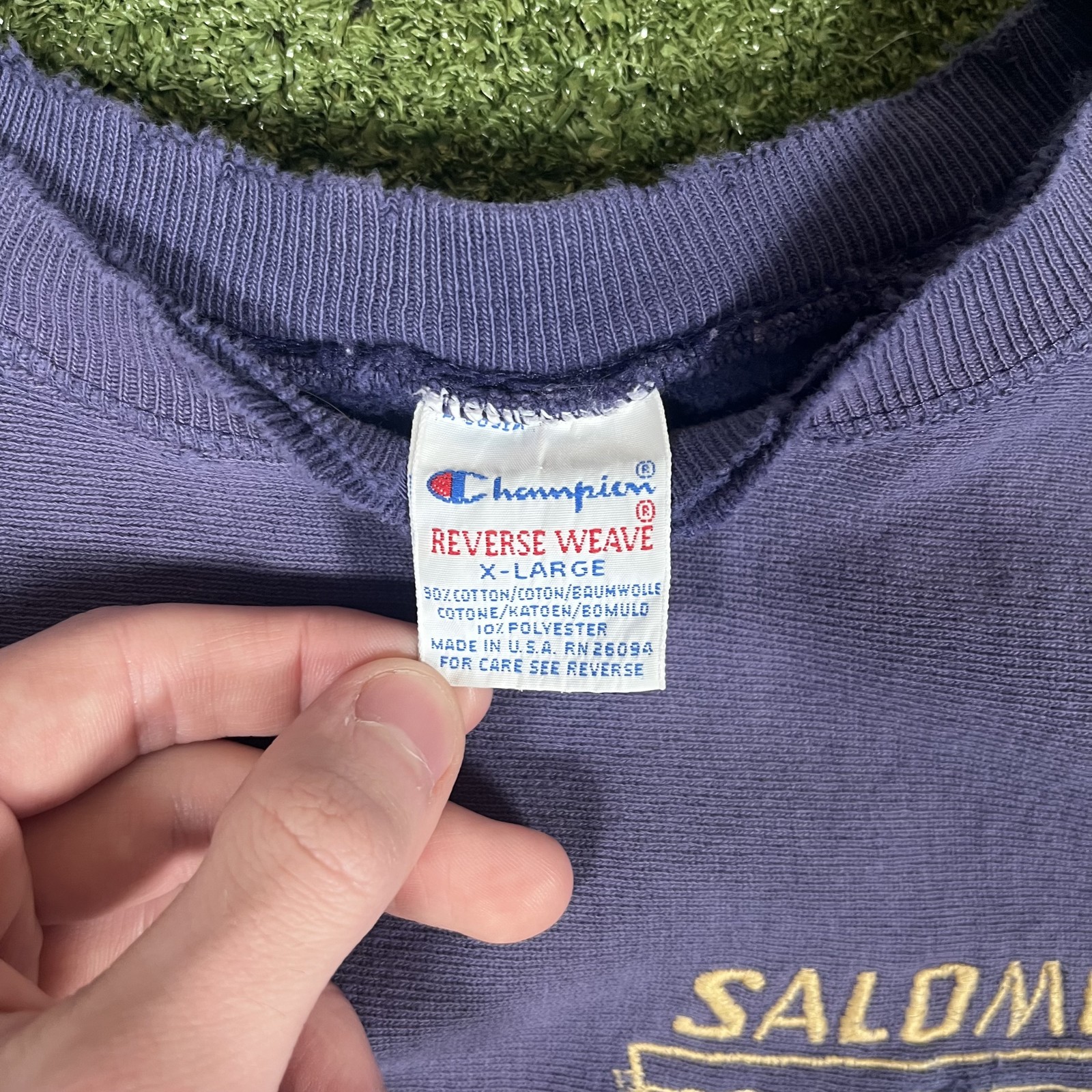 Felpa vintage Salomon campione di sci tessuto inverso XL USA 90s