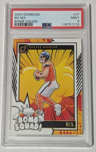 2024 Panini Donruss - Bomb Squad Bo Nix #27 (RC) BRONCOS PSA 9