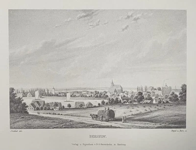 antike Grafik/historische Stadtansicht:  Beeskow Brandenburg um 1860 - Bild 1 von 4