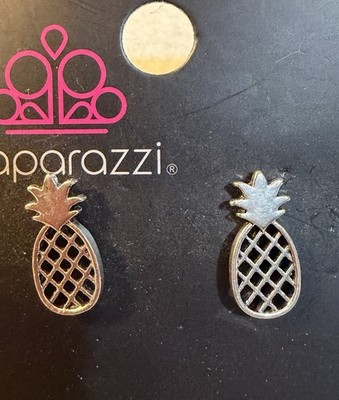Paparazzi Silver Pineapple Stud Earrings NEW