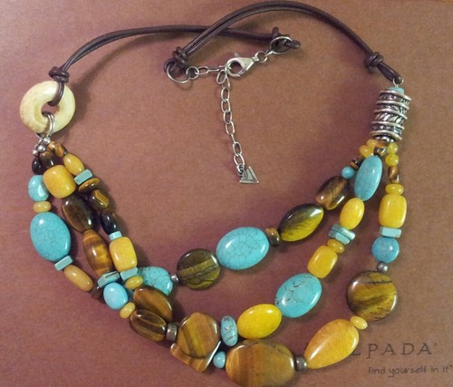 SILPADA BROWN LEATHER, TOURQUOISE TIGERS EYE QUARTZITE BONE SS BEAD N1858 RETIRE - Picture 1 of 3