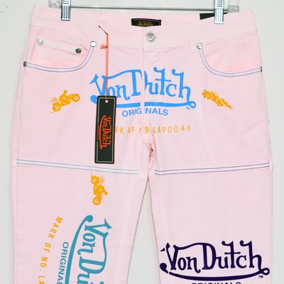 VON DUTCH Limited Edition Pink All Over Print Throwback Jeans Women's 30 x  31.5 | eBay