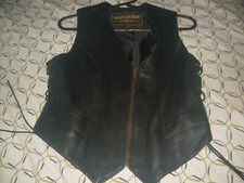 Unik Ultra - Women's Black Leather Biker Vest - Size Medium