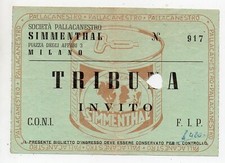 BIGLIETTO BASKET PALLACANESTRO - SIMMENTHAL MILANO vs ROMA - Milano - Anno 1958