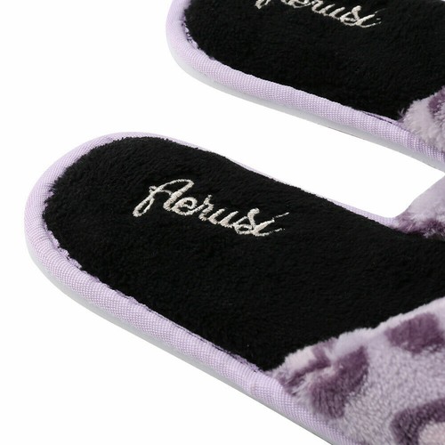 Women Summer Soft Plush Purple Leopard Pattern Open Toe Slippers Bedroom Shoes - Bild 9 von 13