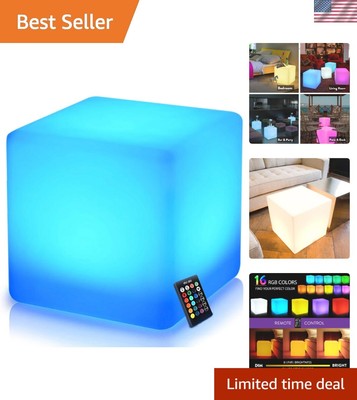 Waterproof 16-Inch LED Glow Cube Seat - Multi-Functional Color Changing Light