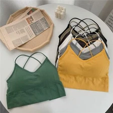 Lady Camisole Crop Tank Bustier Bra Spaghetti Strap Vest Built In Bra Punk Wear