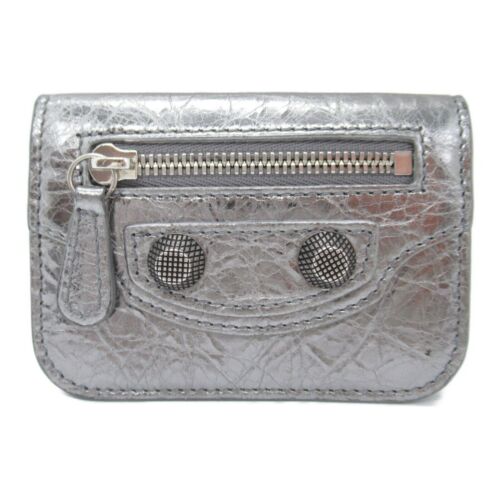 BALENCIAGA Tri-fold wallet Purse 715234 leder Silber Gebraucht Damen - Bild 1 von 8