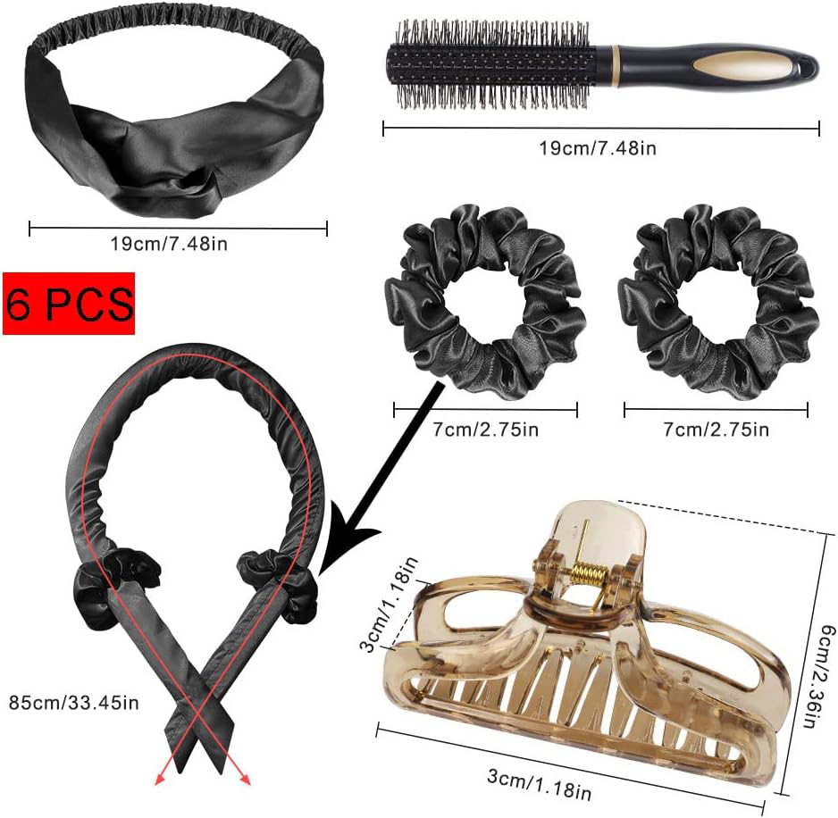 Heatless Curlers Headband,6pcs Heatless Hair Curlers, Heatless Curls