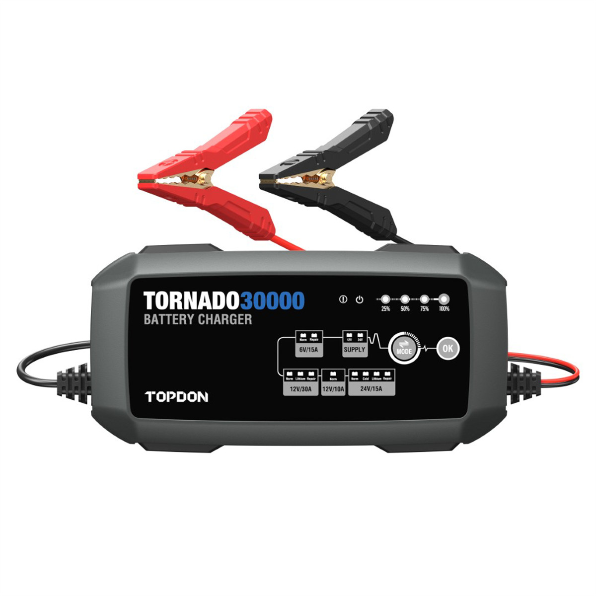 TOPDON USA T30000 Tornado30000 30A 12V/24V Smart Charger and Power Supply Charge