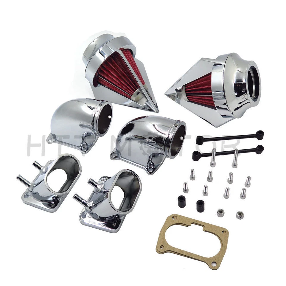 Kit de filtro de aire cromado de doble pico rojo admisión para Suzuki Boulevard M109R Foto 3 de 4