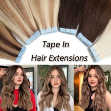US 8A Seamless Tape in Human Real Remy Hair Extensions 60PCS Thick Full Head