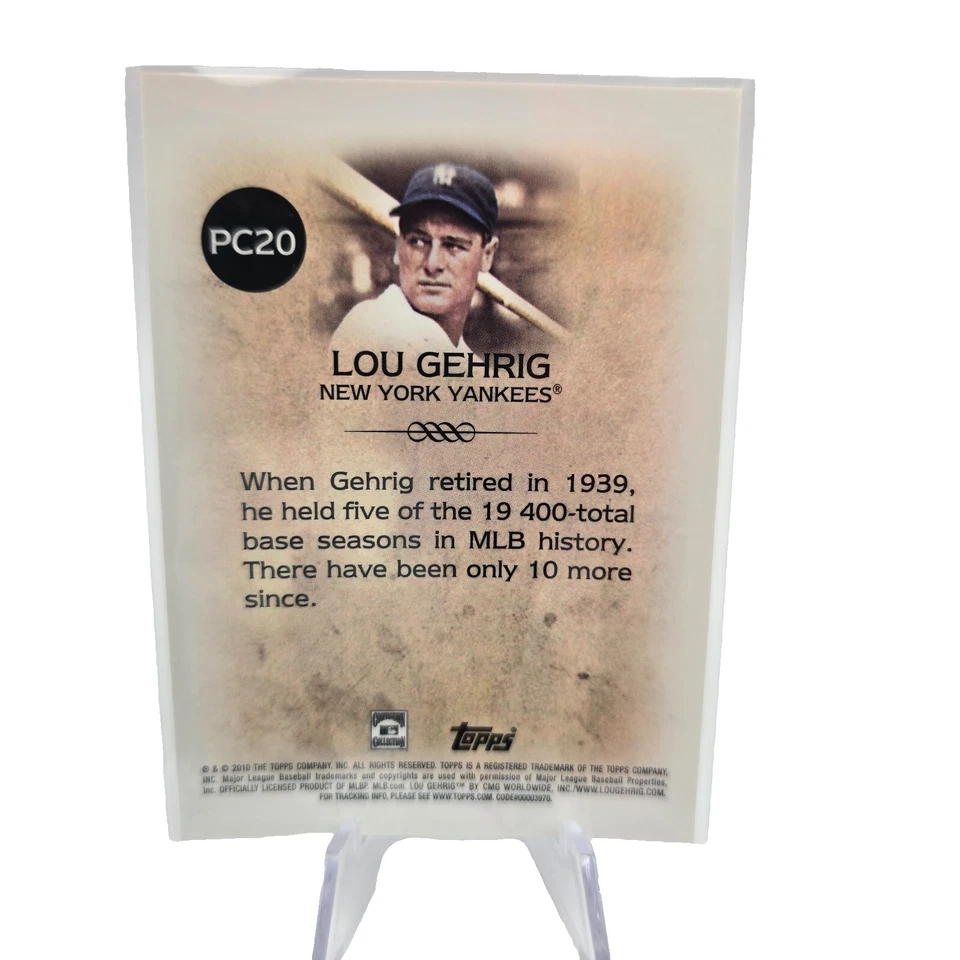 2010 Topps Legends Lou Gehrig #PC20 Platinum – Yankees HOF Walmart Cereal Insert - Image 4 of 4