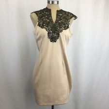 AX Paris Bodycon Dress  *HEMMED*  Womens Size 16 New Nude Black Sleeveless