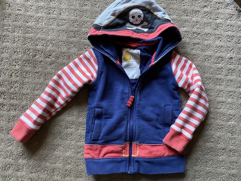 Mini Boden Pirate Hoodie Costume Sweatshirt Sz 2-3
