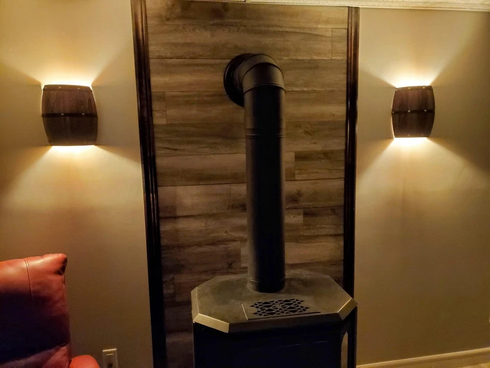 2 Packs Wall Lamp Wood Wine Barrel Wall Lights Fixtures Sconce Up Down Lighting - Image 3 of 4