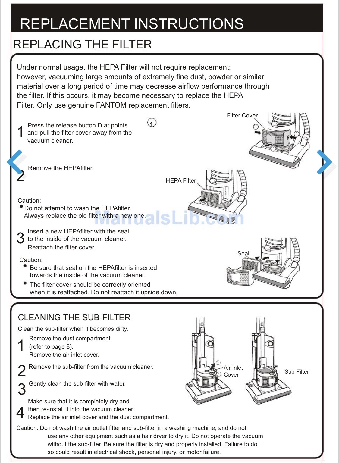 HEPA FILTER (FM741) FOR FANTOM TWISTER UPRIGHT VACUUM Cleaner XFM741
